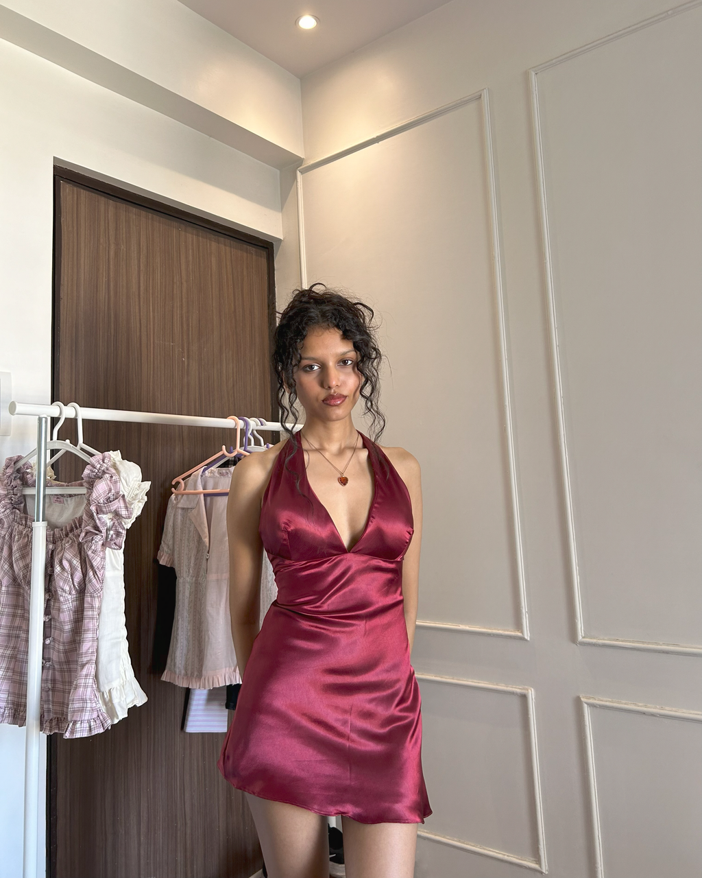 Red Satin Slip Dress