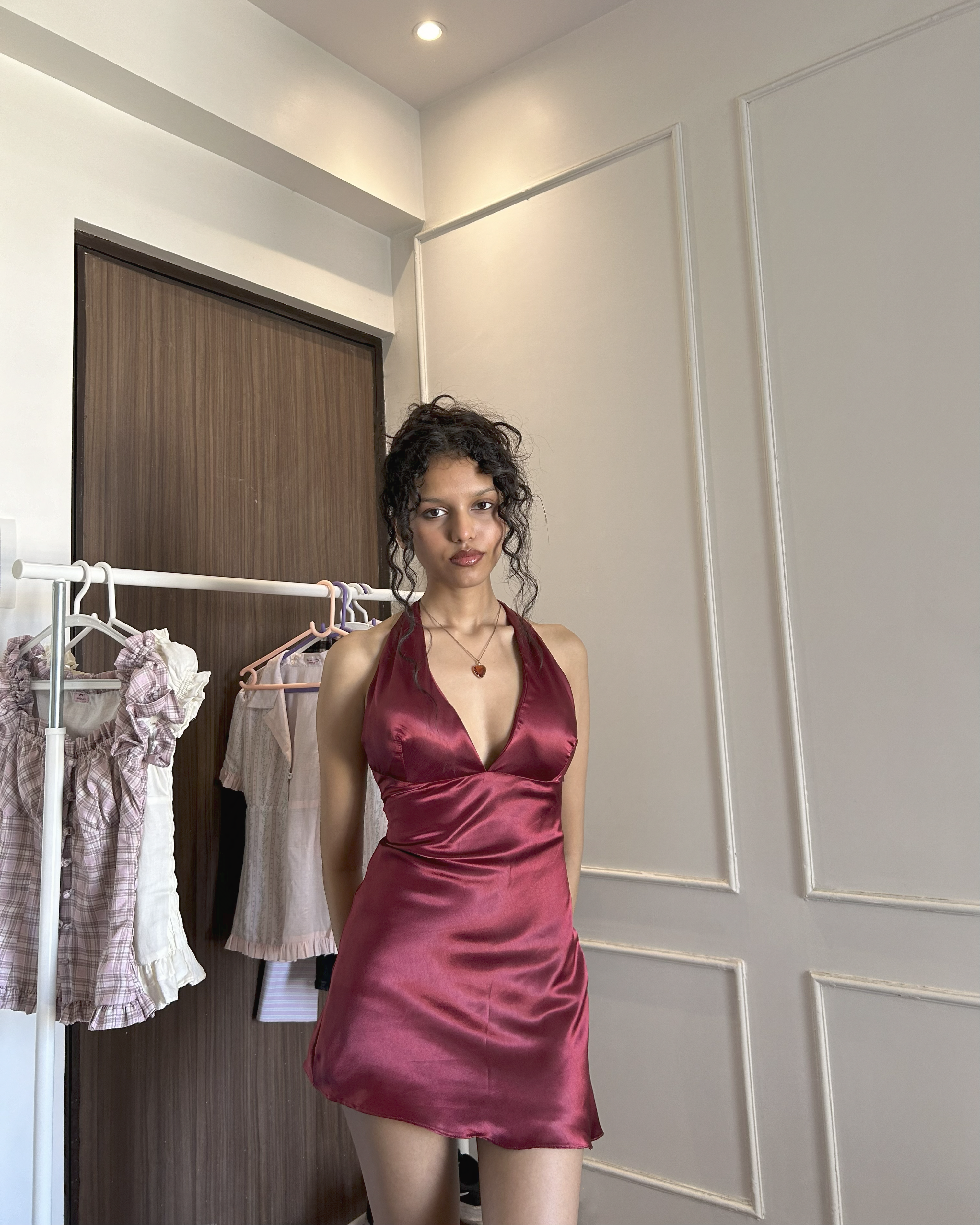 Red Satin Slip Dress